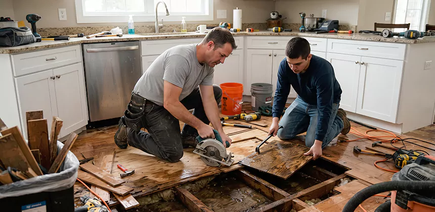 Kitchen Floor Water Damage Repair in Dana Point